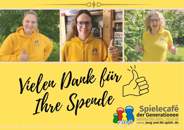 "Thank you very much for your donation" Jung und Alt spielt e.V.: Stefanie Bacsa, Petra Fuchs, Kerstin Huber (from left to right)